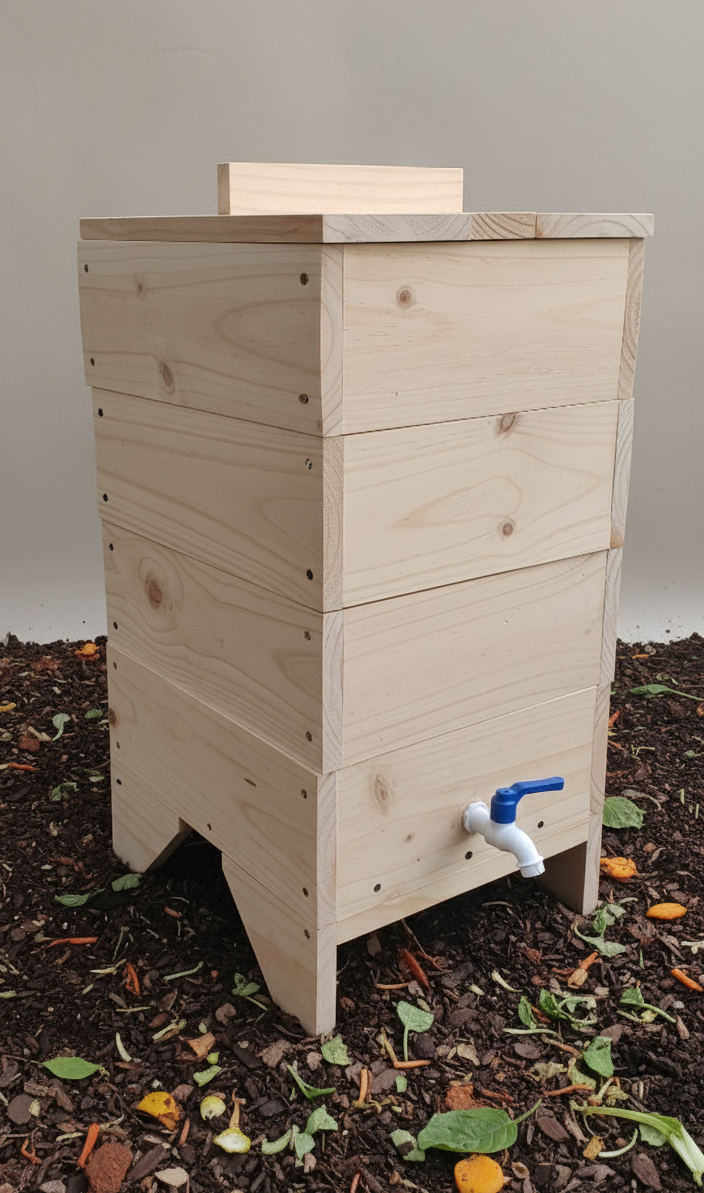 Vermicompostera 4 Niveles con Estanque y llave