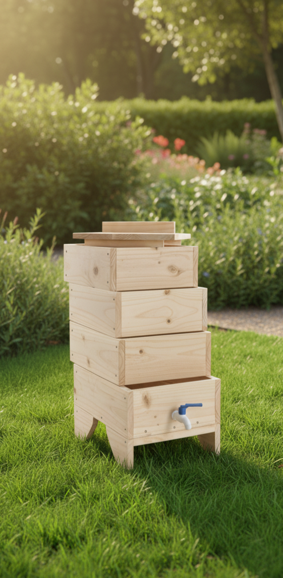 Vermicompostera 4 Niveles con Estanque y llave