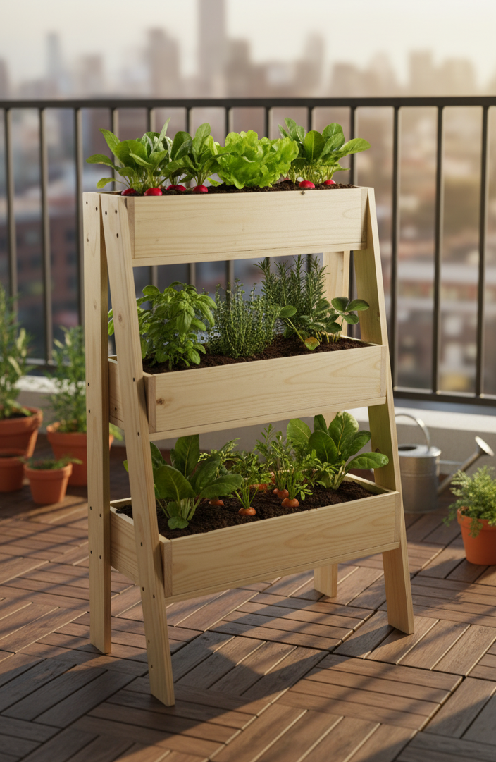 Huerto urbano 3 niveles autosoportado